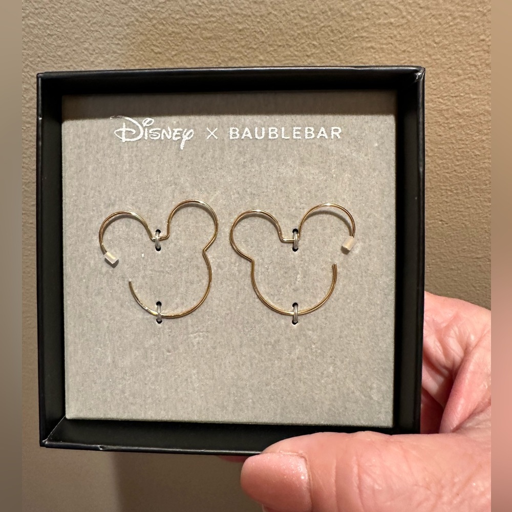 DISNEY BAUBLEBAR MICKEY SHAPED GOLD EARRINGS NIB/NWT